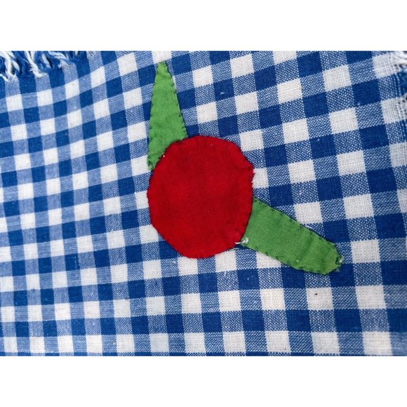 Vintage 1930s Blue Check Applique Fruit Napkins Set of 4 - Picture 5 of 10